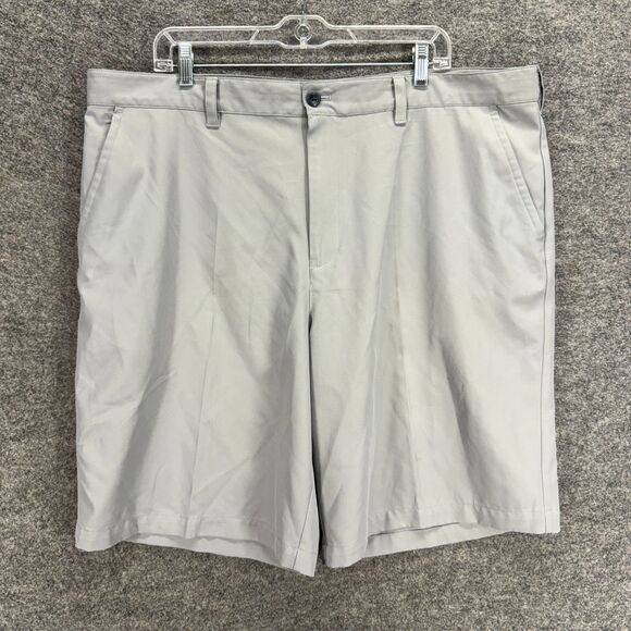 Izod Shorts Men 42 Gray High Rise Pleated Bermuda Pockets Regular Fit Comfort - Picture 1 of 8